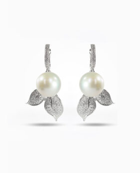 South Sea Pearl Leaf Earrings