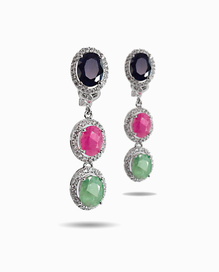 Saphire Ruby Emerald Earrings