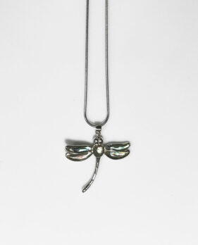 Silver Dragonfly Shell Pendant