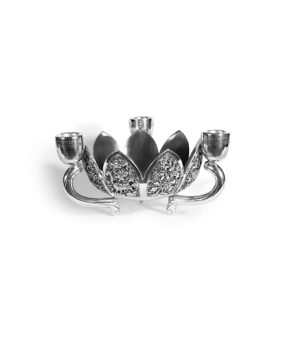 Silver Lotus Candle Holder