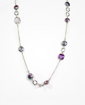 pearl amethyst chain necklace