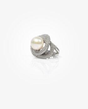double halo pearl ring