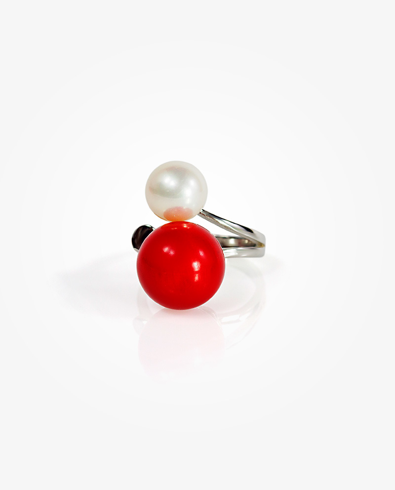 Natural Red Coral & Pearl Carved Solid 14K Yellow Gold Ring | Size 5.75 | -  Walmart.com