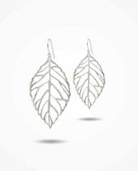 Silver Leaf Vein Earrings