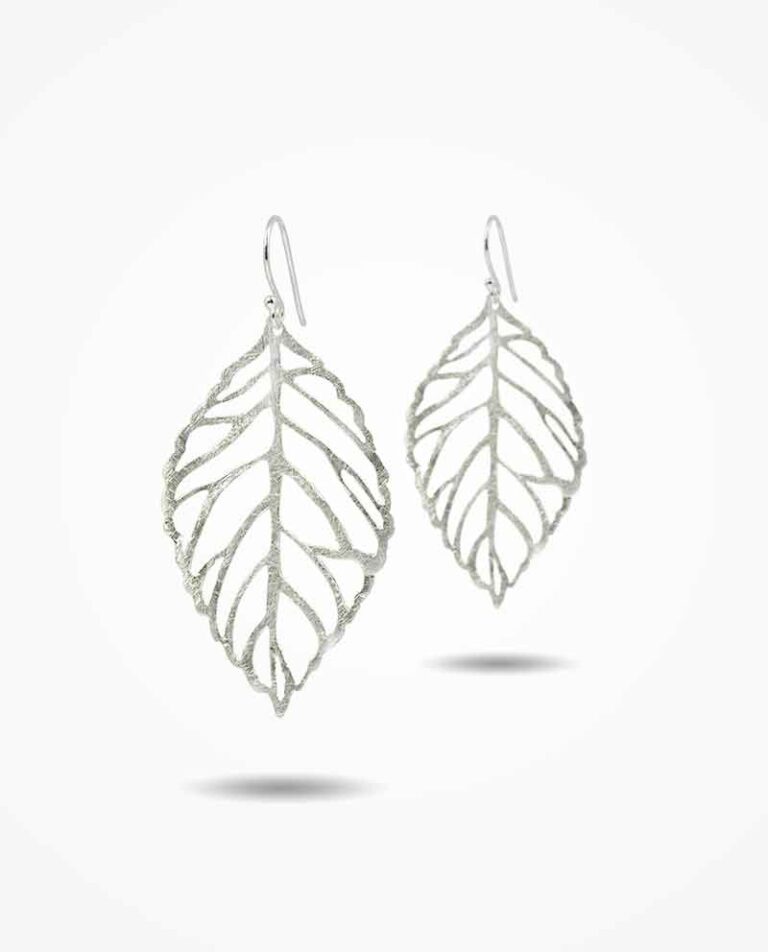 Silver Leaf Vein Earrings