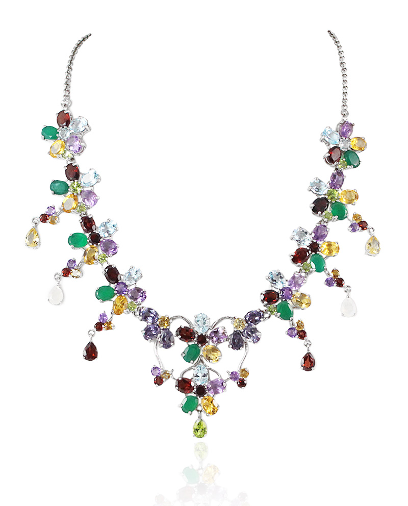 Rainbow Multi Color Gemstones Necklace - Huong's Jewellery