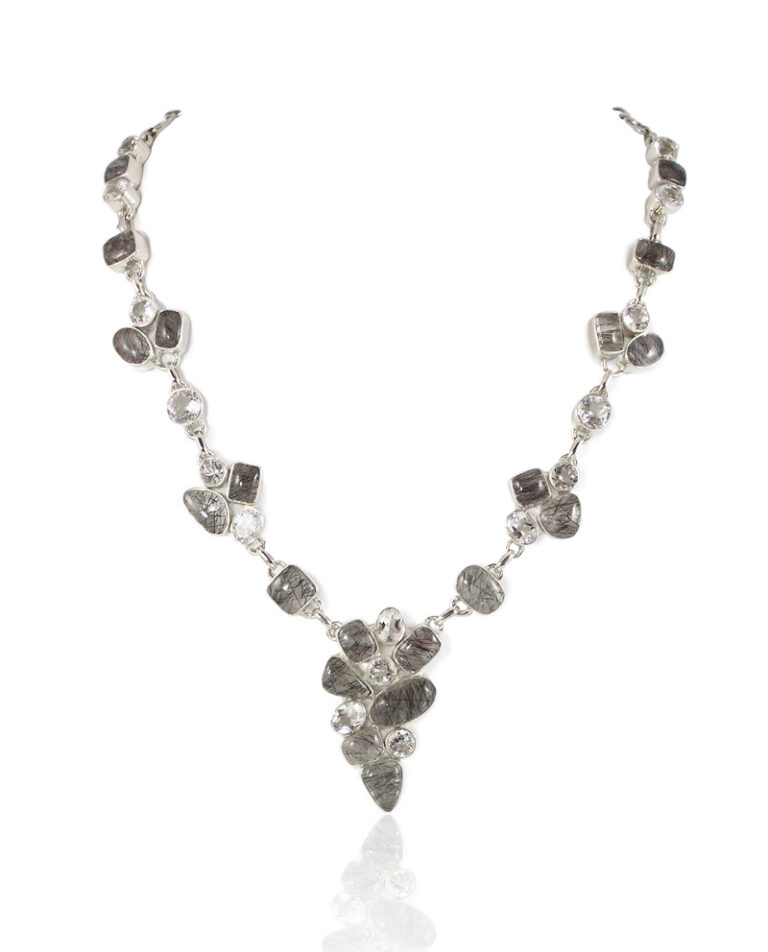 Black Rutile Crystal Quartz Necklace