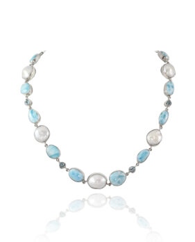 Larimar Mabe Pearl Necklace