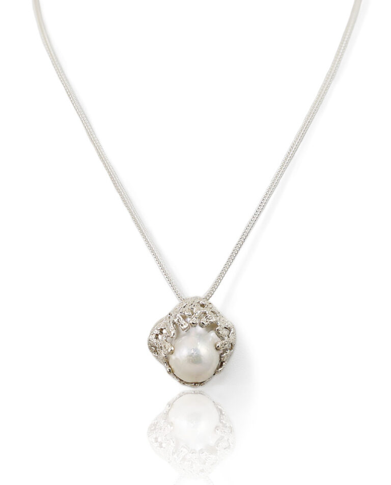 Silver Fern Pearl Pendant