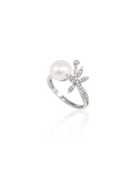 Silver Starfish Pearl Ring