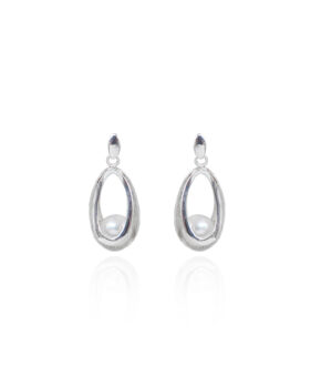 Oval Concave Pearl Earrings