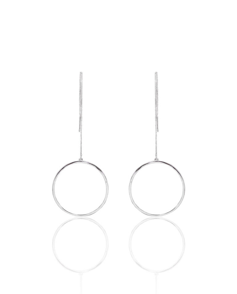 Silver Dangle Circle Earrings