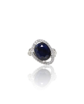 Blue Sapphire Halo Ring