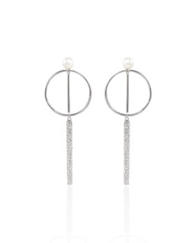 Circle Tassel Pearl Earrings