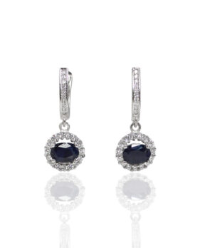 Round Sapphire Halo Earrings