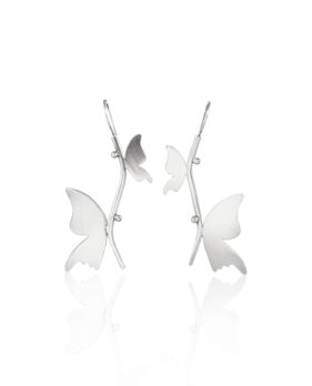 Matte Silver Butterfly Earrings