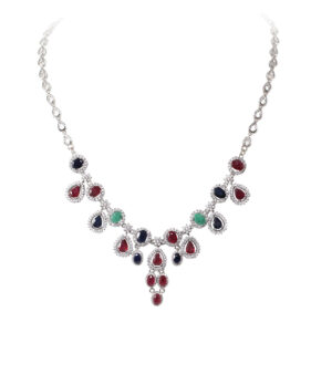 Multicolor Gemstone Cluster Necklace