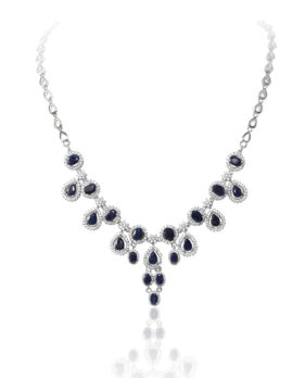 Blue Sapphire Cluster Necklace