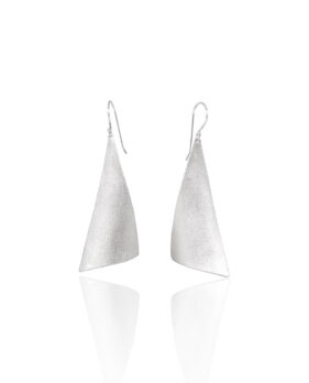 Matte Silver Triangle Earrings