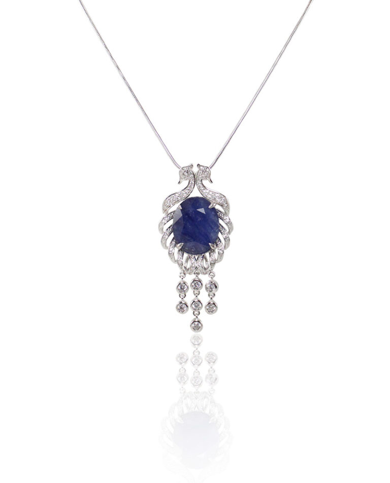 Peacock Sapphire Drop Pendant