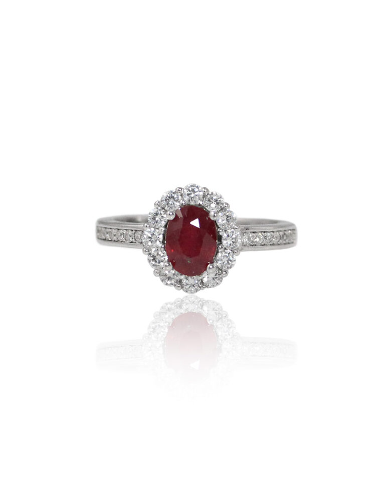 Blood Ruby Halo Ring