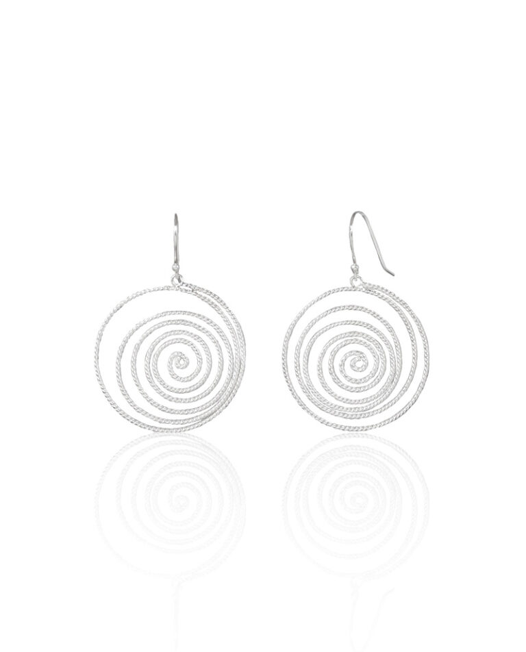 Silver Spiral Pattern Earrings