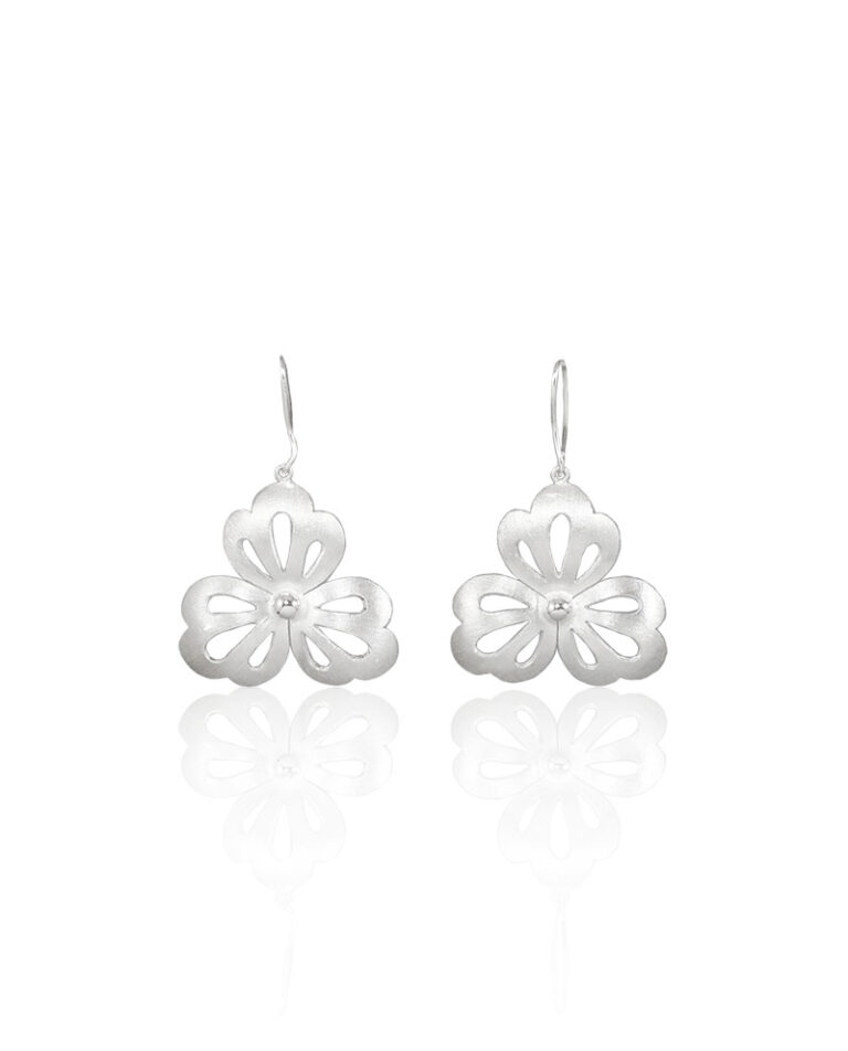 Silver Floral Cutout Earrings