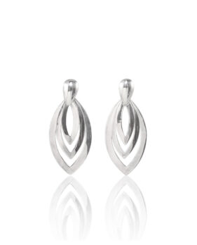 Silver Triple Almond Earrings