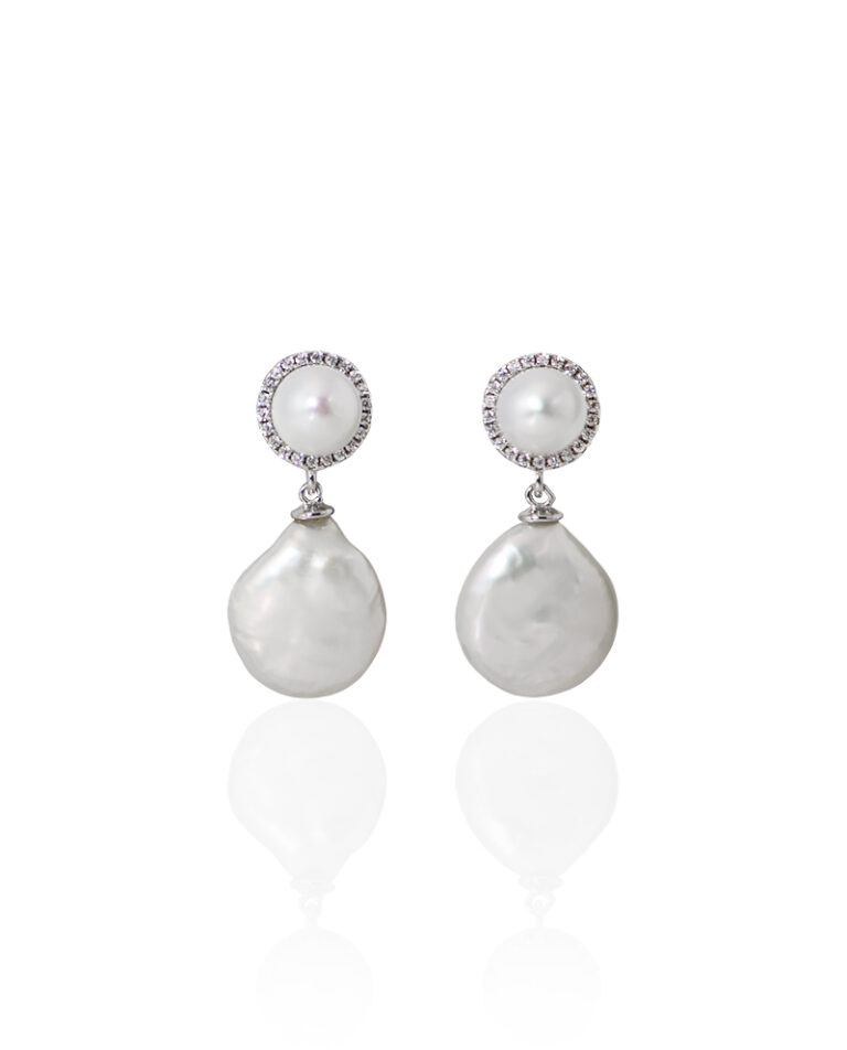 Flat Baroque Pearl Drop Earrings