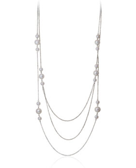 Triple Stationed Pearl Necklace