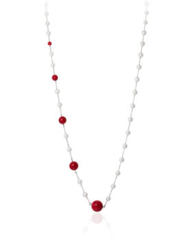 Stationed Coral Pearl Necklace