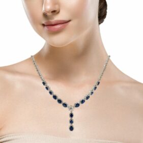 Blue Sapphires Marquise Snow Statement Necklace
