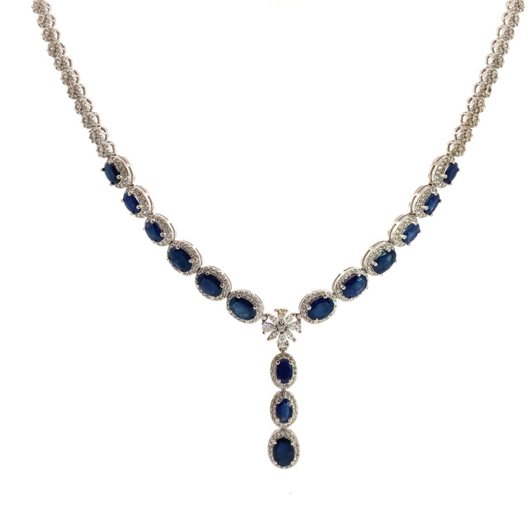 Blue Sapphires Marquise Snow Statement Necklace