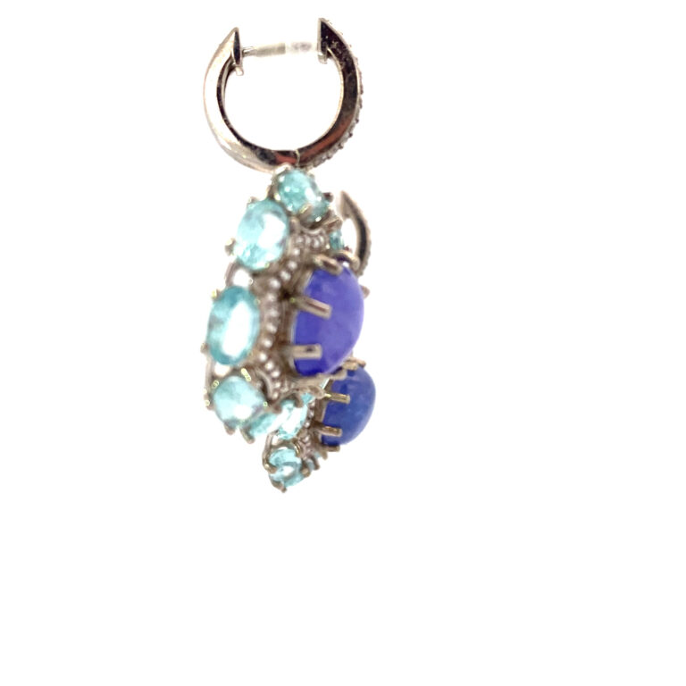 Crown Cabochon Tanzanite and Topaz Earrings