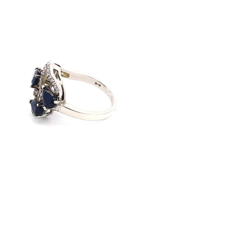 Blue Sapphire Leaf Ring