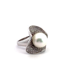 Wavy Cluster CZ Pearl Ring