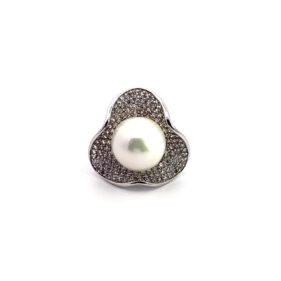 Wavy Cluster CZ Pearl Ring