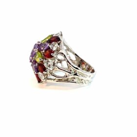 Cluster Colorful Gemstone Ring