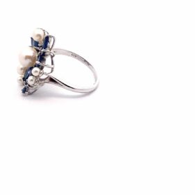 Snowflake Sapphire Cultured Pearl Ring