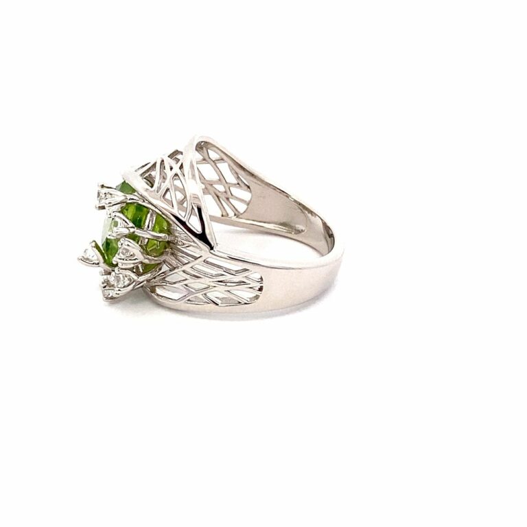 Floral Peridot White Topaz Ring