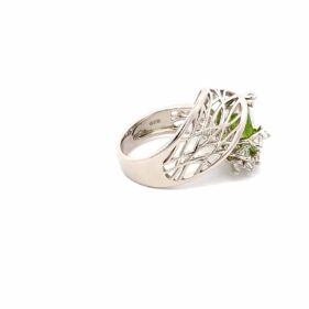 Floral Peridot White Topaz Ring