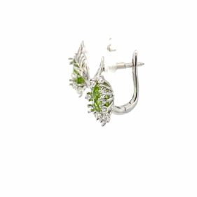 Floral Peridot White Topaz Earrings
